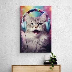 Stampa su tela – Gatto con cuffie