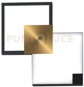 Medea-32 os lampada da parete 32cm led struttura nera e ottone spaz...