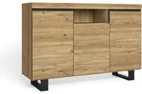 Credenza Soggiorno 140x40x92cm per Sala da pranzo Ufficio 3 Porte 1 Vano Nordico Colore Rovere e Nero