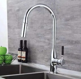Rubinetto da cucina EYN KS15174 da piano con doccetta estraibile multigetto, bocca girevole e più finiture — Cromo