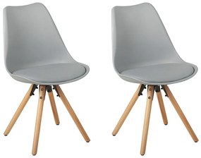 Set di 2 sedie in plastica grigia e legno chiaro DAKOTA Beliani