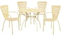 Set tavolo 106cm con 4 sedie impilabili da esterno in metallo crema, Fredi Venira