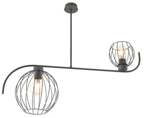 Lampadario Industrial 2 Luci Tyr In Acciaio Nero Paralumi A Gabbia