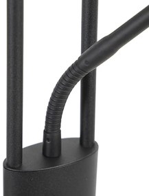 Lampada da terra moderna nera con LED e braccio di lettura - Divine