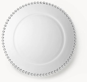 Sottopiatto in vetro con decoro sul bordo Perles
