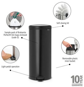 Bidone in acciaio nero opaco 30 l NewIcon - Brabantia