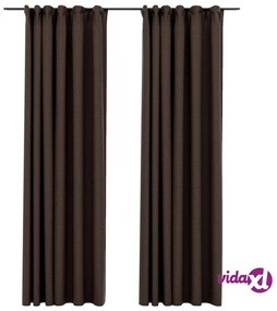 vidaXL Tende Oscuranti con Ganci Effetto Lino 2 pz Talpa 140x245 cm