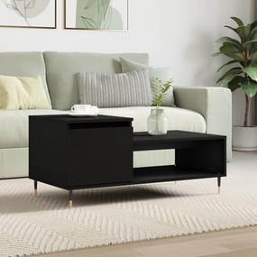 Tavolino Da Salotto Nero 100x50x45 Cm İn Legno Multistrato /