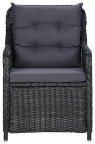 Set mobili da pranzo per giardino 3 pz nero