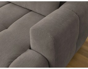 Divano angolare grigio tortora allungabile e con contenitore (penisola a sinistra/chaise lounge) con rivestimento in ciniglia Fuji – Bobochic Paris