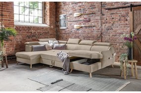 Divano letto angolare in velluto beige a "U" (angolo sinistro) Sweet Harmony - Miuform