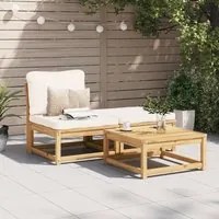 Set Mobili da Giardino 3pz con Cuscini Legno Massello di Acacia 366491