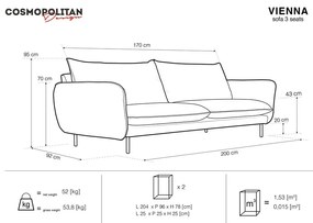 Divano in velluto verde scuro 200 cm Vienna - Cosmopolitan Design