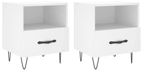 Comodini 2 pz Bianchi 40x35x47,5 cm in Legno Multistrato