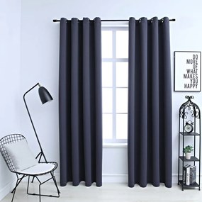Tende Oscuranti Con Anelli İn Metallo 2 Pz Antracite 140x245 Cm /