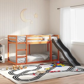 Letto Castello Scivolo Scala Marrone Cera 90x200 Cm Legno Pino /