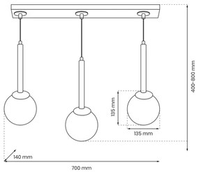 Lampadario a sospensione con filo PARMA 3xE14/40W/230V nero