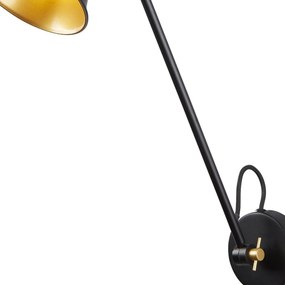 Applique Moderna Swinf Arm Acciaio Nero Oro 1 Luce E27