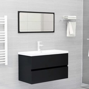Set Mobili Da Bagno 2 Pz Nero İn Legno Multistrato /