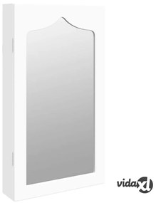 vidaXL Armadio Portagioie con Specchio a Muro Bianco 37,5x10x67 cm