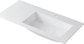 Lavabo a incasso rettangolare vasca a destra L 100.5 x H 15 x P 46 cm in resina bianco lucido