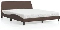 Letto con Materasso Marrone 160x200cm in Similpelle 3208439