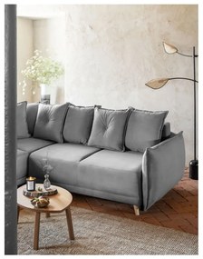 Divano letto angolare in velluto a coste grigio (variabile) Lazy Lukka - Miuform