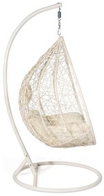 Poltrona sospesa bianco crema in rattan artificiale Noela - Bonami Selection