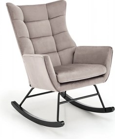 Poltrona a dondolo Bazalto in velluto beige - H92 cm