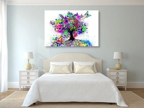 Quadro su tela – Albero fiorito pieno di colori