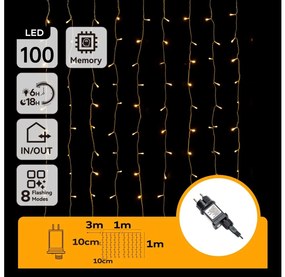 Aigostar - Catena LED natalizia da esterno 100xLED/8 funzioni 4x1m IP44 bianco caldo