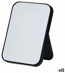 Specchio con Supporto Bianco Nero polipropilene 1,7 x 20 x 14 cm (12 Unità)