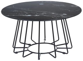 Tavolino effetto marmo bianco e nero ø 80 cm BERNIE Beliani