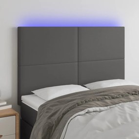 Testiera A Led Grigio 144x5x118/128 Cm İn Similpelle /