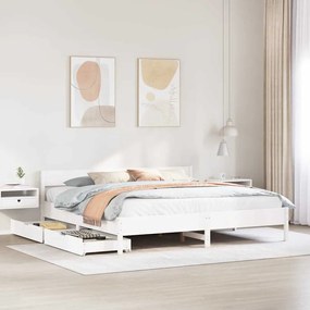 Letto Senza Materasso Bianco 160x200 Cm Legno Massello Di Pino /