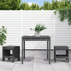 Set Da Bistrot Da Giardino 3pz Grigio İn Legno Massello Di Pino /
