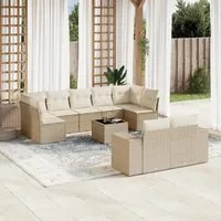 Set Divano da Giardino 10 pz con Cuscini Beige in Polyrattan 3223027