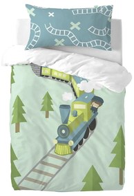 Biancheria da letto per bambini in puro cotone Happynois , 115 x 145 cm Train - Mr. Fox