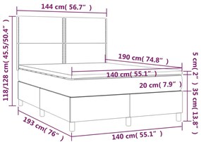 Giroletto a Molle con Materasso Rosa 140x190 cm in Velluto