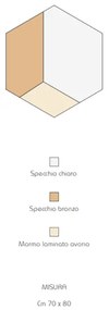 Specchio moderno 70x80 cm effetto marmo avorio e vetro bronzo - JACOB