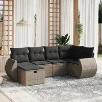 Set Divano da Giardino 6 pz con Cuscini Grigio in Polyrattan 3264106