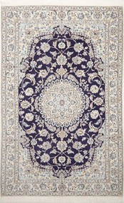Nain Tappeto 140x210 Blu (Iran) Annodato A Mano