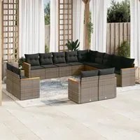 Set Divani da Giardino 13 pz con Cuscini Grigio in Polyrattancod mxl 113111