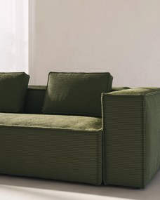 Kave Home - Cuscino Blok in velluto a coste spesso verde 40 x 60 cm