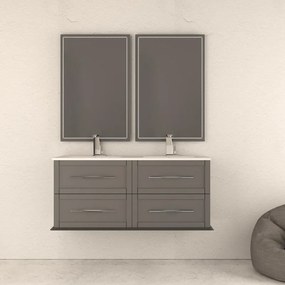 Mobile da bagno sospeso sotto lavabo L 120 x H 55 x P 46 cm grigio laccato opaco, 2 cassetti BADEN HAUS TIFFANY