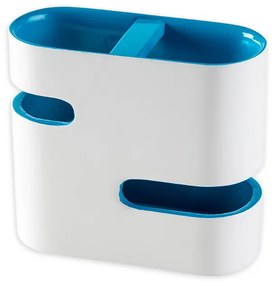 Bicchiere porta spazzolini in resina bicolore bianco e blu serie Idol di Cipì