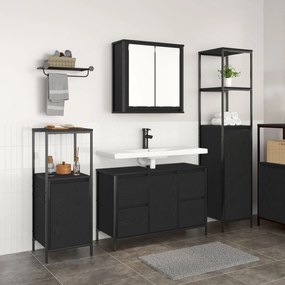 Set di mobili da bagno in 3 pezzi - legno ingegnerizzato rovere nero