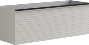 Mobile da bagno sospeso sotto lavabo Pixel stripes 2 cassetti L 120 x H 40 x P 45.5 cm grigio pastello e maniglia alluminio nero opaco