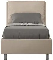 Letto imbottito Singolo 80x190 cm Antea - Senza rete,Similpelle,Tortora