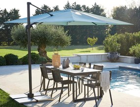 Ombrellone a palo laterale grigio Aura NATERIAL con telo quadrato turchese L 286 x P 286 x H 264 cm